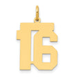 14k Yellow Gold Number 16 Pendant, Block Font Bold Digit Design for Unisex Wear