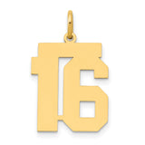 14k Yellow Gold Number 16 Pendant, Block Font Bold Digit Design for Unisex Wear