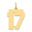 14k Yellow Gold Number 17 Pendant, Block Style Unisex Charm for Necklace or Chain