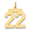 14k Yellow Gold Number 22 Pendant, Bold Block Jersey Charm, Sporty Unisex Jewelry
