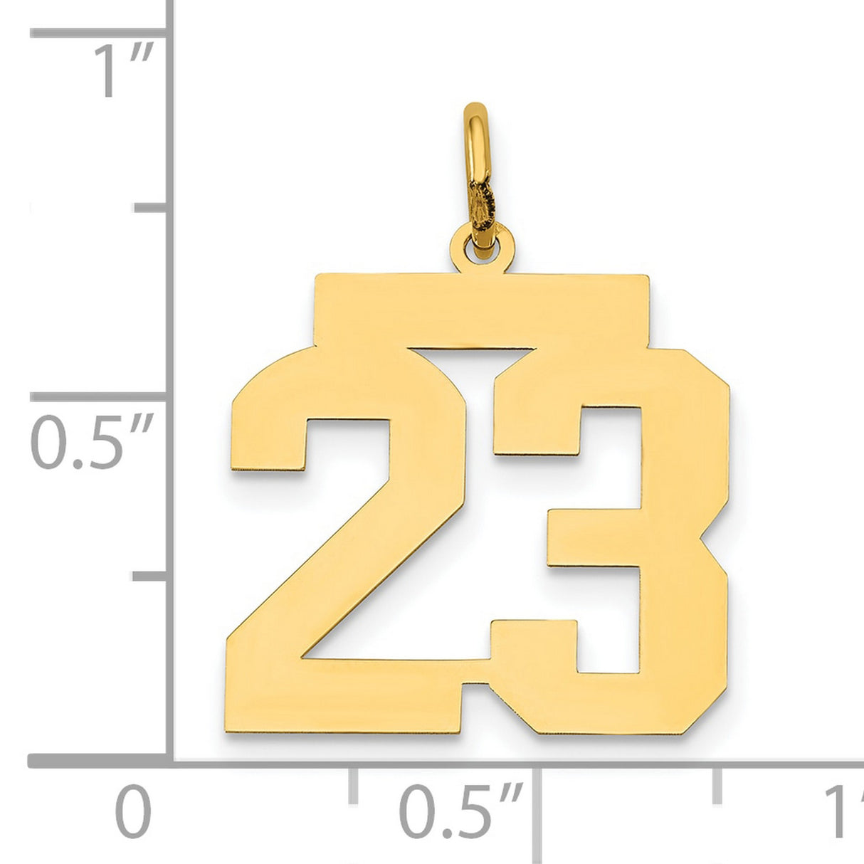 14k Yellow Gold Number 23 Pendant, Bold Block Sports Design, Unisex Athletic Charm