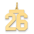 Medium Polished Number 26 Charm Pendant in Real 14k Yellow Gold