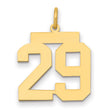 Medium Polished Number 29 Charm Pendant in Real 14k Yellow Gold