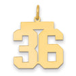 Medium Polished Number 36 Charm Pendant in Real 14k Yellow Gold