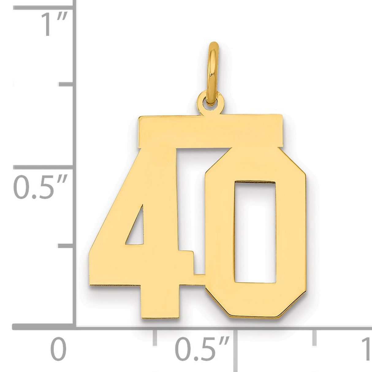 Medium Polished Number 40 Charm Pendant in Real 14k Yellow Gold