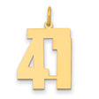 Medium Polished Number 41 Charm Pendant in Real 14k Yellow Gold
