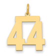 Medium Polished Number 44 Charm Pendant in Real 14k Yellow Gold