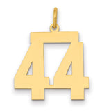 Medium Polished Number 44 Charm Pendant in Real 14k Yellow Gold