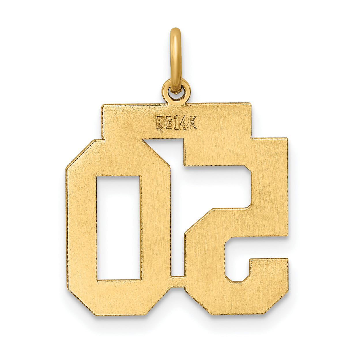 Medium Polished Number 50 Charm Pendant in Real 14k Yellow Gold