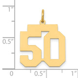 Medium Polished Number 50 Charm Pendant in Real 14k Yellow Gold