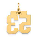 14k Yellow Gold Number 53 Pendant, Bold Block Sports Jersey Style Charm