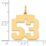 14k Yellow Gold Number 53 Pendant, Bold Block Sports Jersey Style Charm