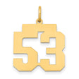 14k Yellow Gold Number 53 Pendant, Bold Block Sports Jersey Style Charm