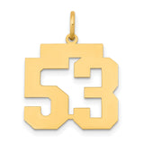 14k Yellow Gold Number 53 Pendant, Bold Block Sports Jersey Style Charm