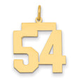 Medium Polished Number 54 Charm Pendant in Real 14k Yellow Gold
