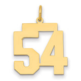Medium Polished Number 54 Charm Pendant in Real 14k Yellow Gold