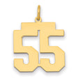 Medium Polished Number 55 Charm Pendant in Real 14k Yellow Gold