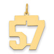 Medium Polished Number 57 Charm Pendant in Real 14k Yellow Gold