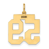 14k Yellow Gold Number 59 Pendant, Bold Block Font Sports Jersey Charm