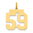 14k Yellow Gold Number 59 Pendant, Bold Block Font Sports Jersey Charm