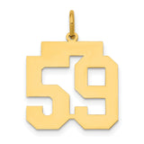 14k Yellow Gold Number 59 Pendant, Bold Block Font Sports Jersey Charm