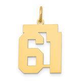 14k Yellow Gold Number 61 Pendant, Bold Block Style Commemorative Charm for Men and Women