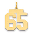 Medium Polished Number 65 Charm Pendant in Real 14k Yellow Gold