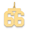 Medium Polished Number 66 Charm Pendant in Real 14k Yellow Gold
