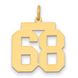 Medium Polished Number 68 Charm Pendant in Real 14k Yellow Gold