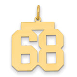 Medium Polished Number 68 Charm Pendant in Real 14k Yellow Gold