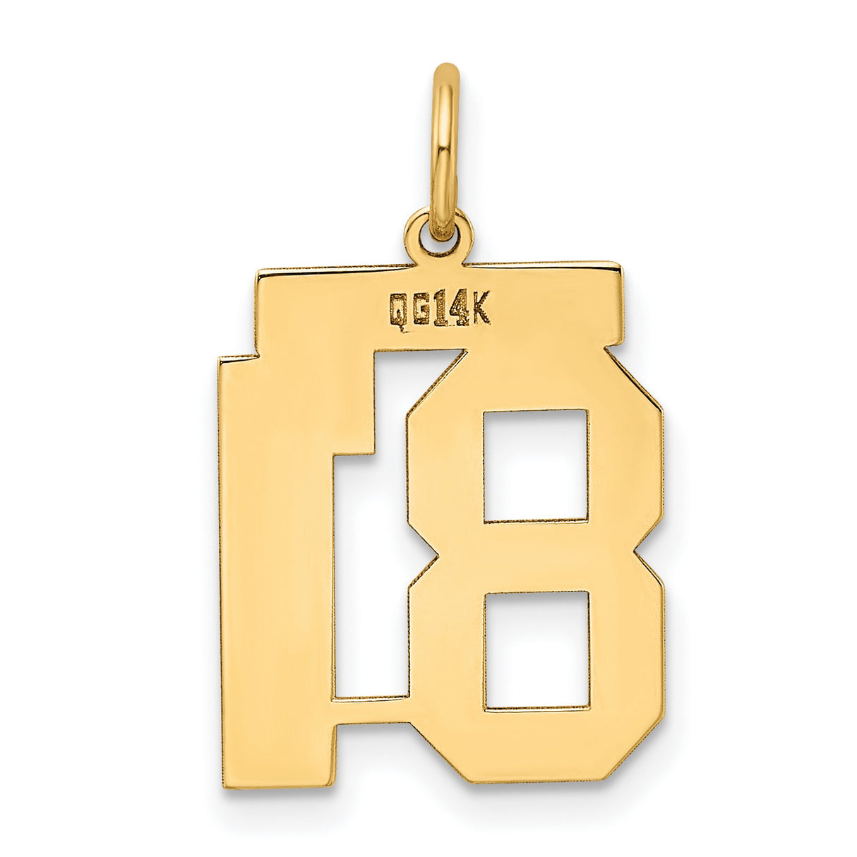 Medium Polished Number 81 Charm Pendant in Real 14k Yellow Gold