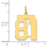 Medium Polished Number 81 Charm Pendant in Real 14k Yellow Gold