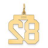 Medium Polished Number 82 Charm Pendant in Real 14k Yellow Gold