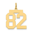 Medium Polished Number 82 Charm Pendant in Real 14k Yellow Gold