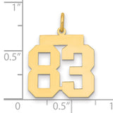 Medium Polished Number 83 Charm Pendant in Real 14k Yellow Gold