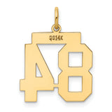 Medium Polished Number 84 Charm Pendant in Real 14k Yellow Gold