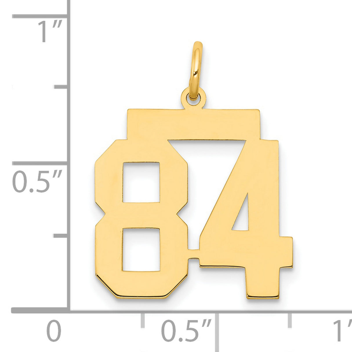 Medium Polished Number 84 Charm Pendant in Real 14k Yellow Gold