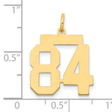 Medium Polished Number 84 Charm Pendant in Real 14k Yellow Gold
