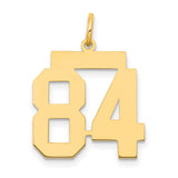 Medium Polished Number 84 Charm Pendant in Real 14k Yellow Gold