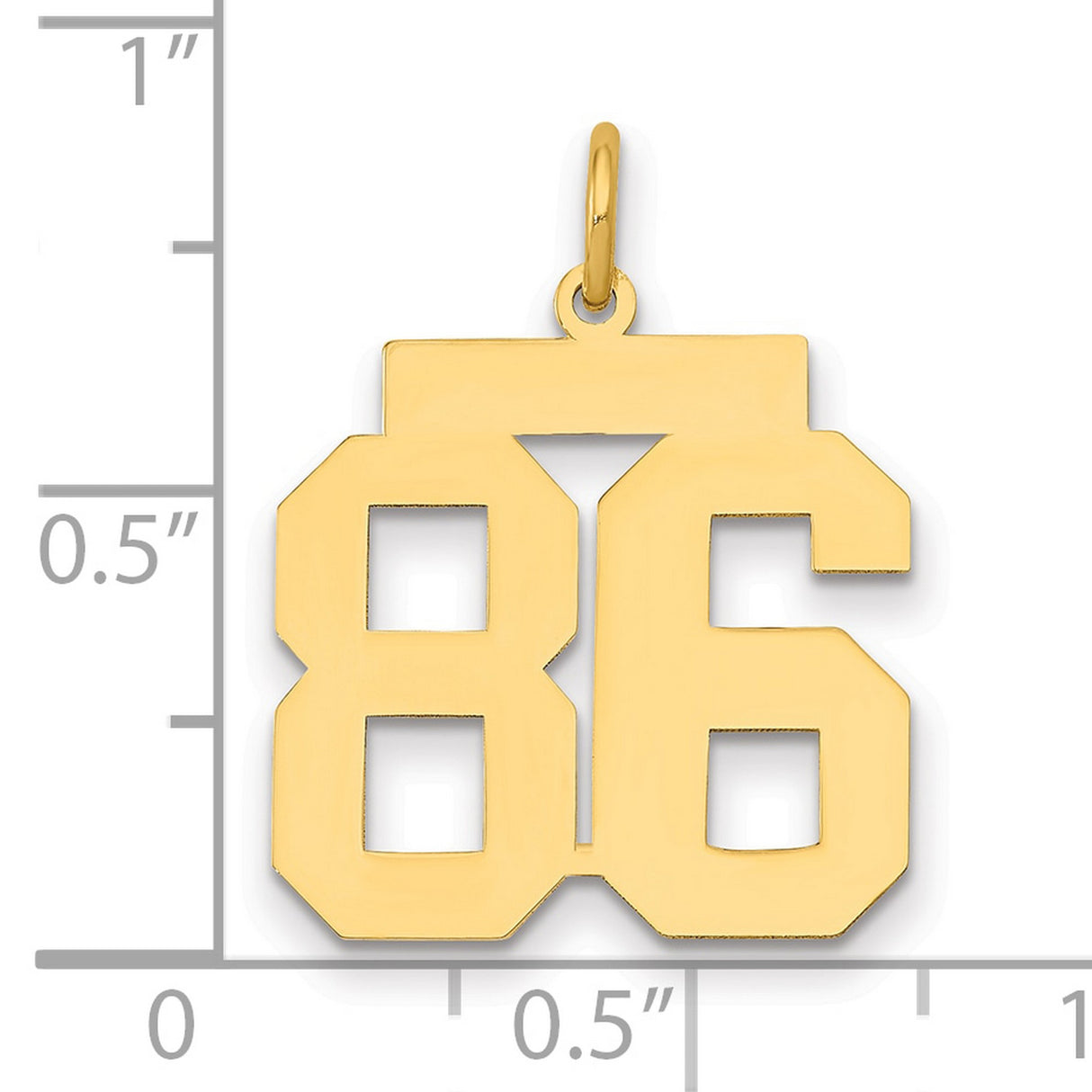 Medium Polished Number 86 Charm Pendant in Real 14k Yellow Gold