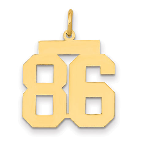 Medium Polished Number 86 Charm Pendant in Real 14k Yellow Gold