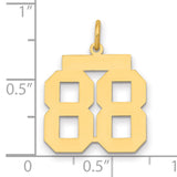 Medium Polished Number 88 Charm Pendant in Real 14k Yellow Gold