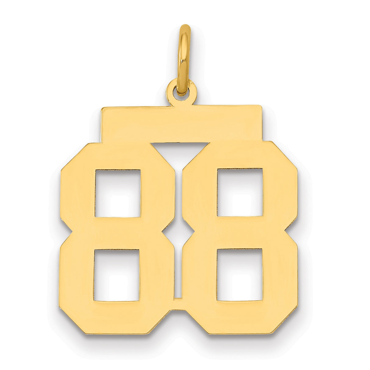 Medium Polished Number 88 Charm Pendant in Real 14k Yellow Gold