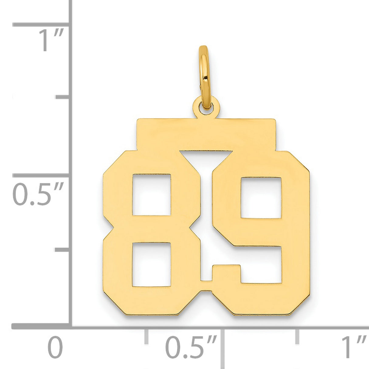 Medium Polished Number 89 Charm Pendant in Real 14k Yellow Gold