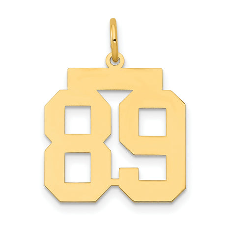 Medium Polished Number 89 Charm Pendant in Real 14k Yellow Gold