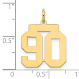 Medium Polished Number 90 Charm Pendant in Real 14k Yellow Gold