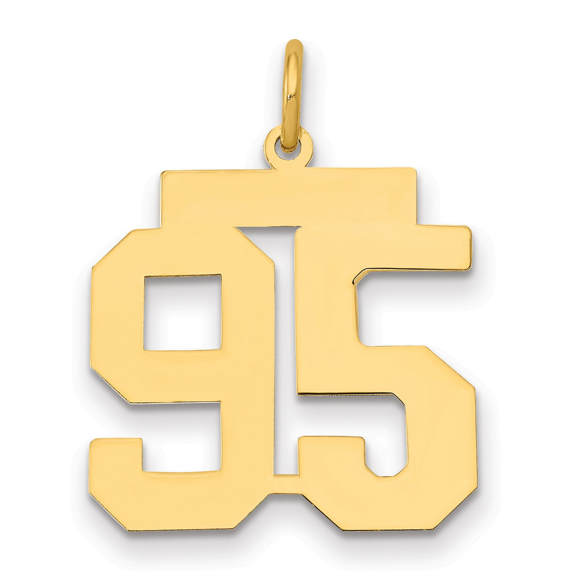 Medium Polished Number 95 Charm Pendant in Real 14k Yellow Gold