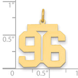 14k Yellow Gold Number 96 Pendant, Bold Block Style Numeric Charm for Men or Women