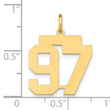 14k Yellow Gold Number 97 Pendant, Bold Block Design Numeric Charm for Men and Women