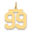 Medium Polished Number 99 Charm Pendant in Real 14k Yellow Gold
